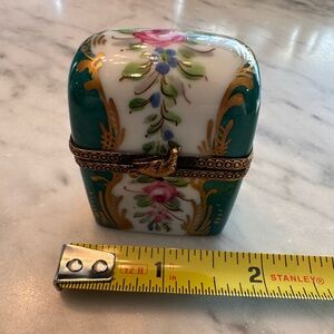 Limoges Floral Trinket Box with Gold Accents